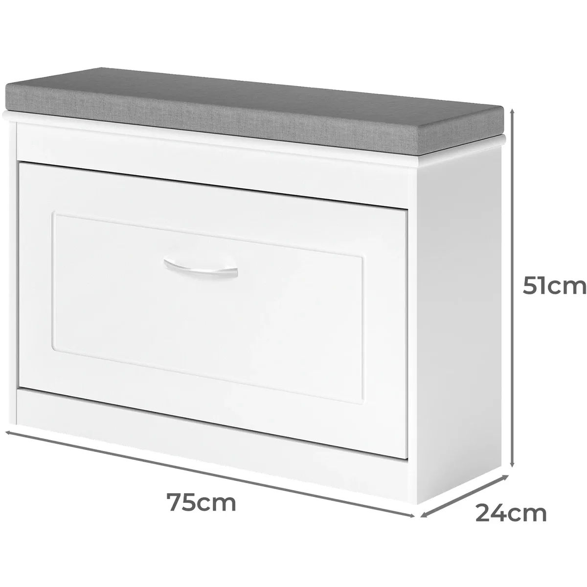 White Plastic Hallway Shoe Storage Cabinet 75cm Bench Organiser Unit - White – image 4