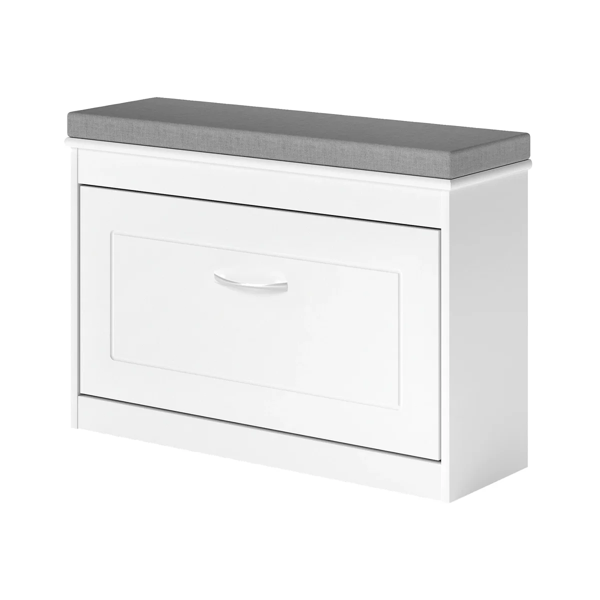 White Plastic Hallway Shoe Storage Cabinet 75cm Bench Organiser Unit - White – image 1