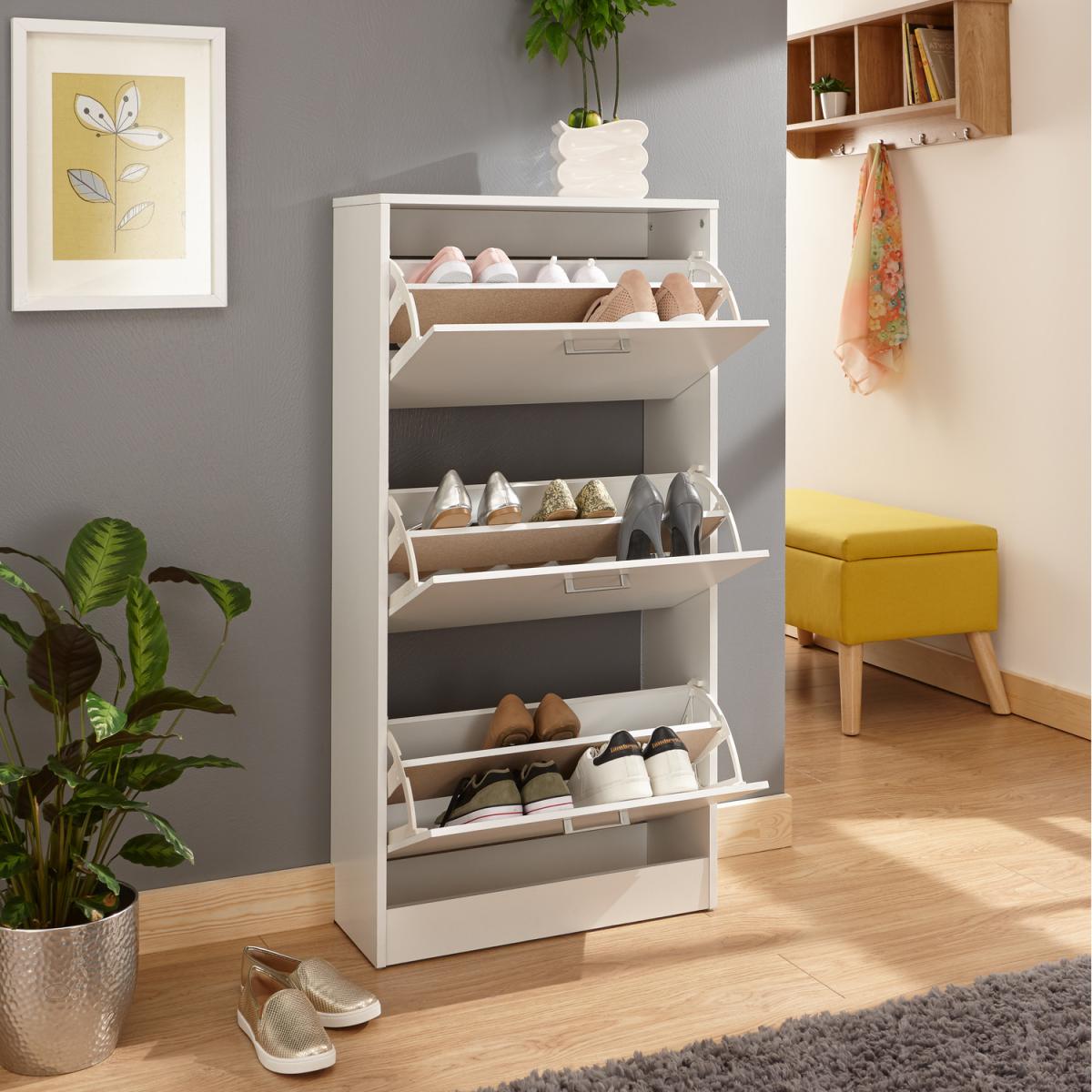 Stirling Three Tier Shoe Cabinet - White – image 2
