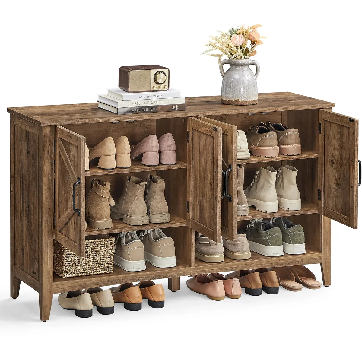 VASAGLE Shoe Cabinet, Hallway Storage, 120x35x70.5cm - Warm Brown – image 3