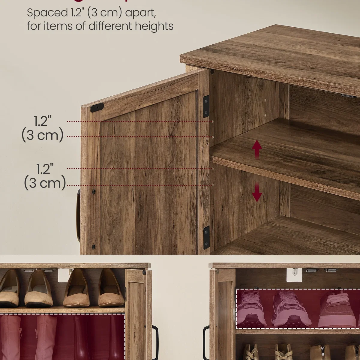 VASAGLE Shoe Cabinet, Hallway Storage, 120x35x70.5cm - Warm Brown – image 5