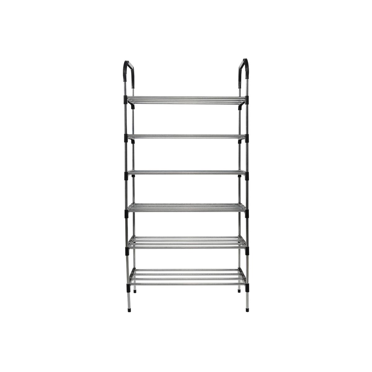 HomeScape Rust-proof Stackable 6 Tier Shoe Rack - Silver Black | Flitch