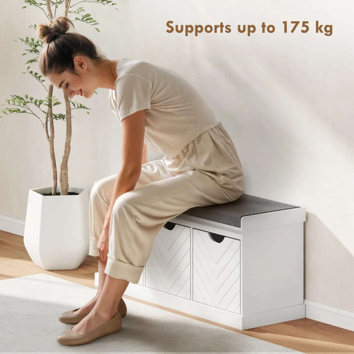 HOMCOM Shoe Storage Bench with 3 Removable Drawers - White – image 6