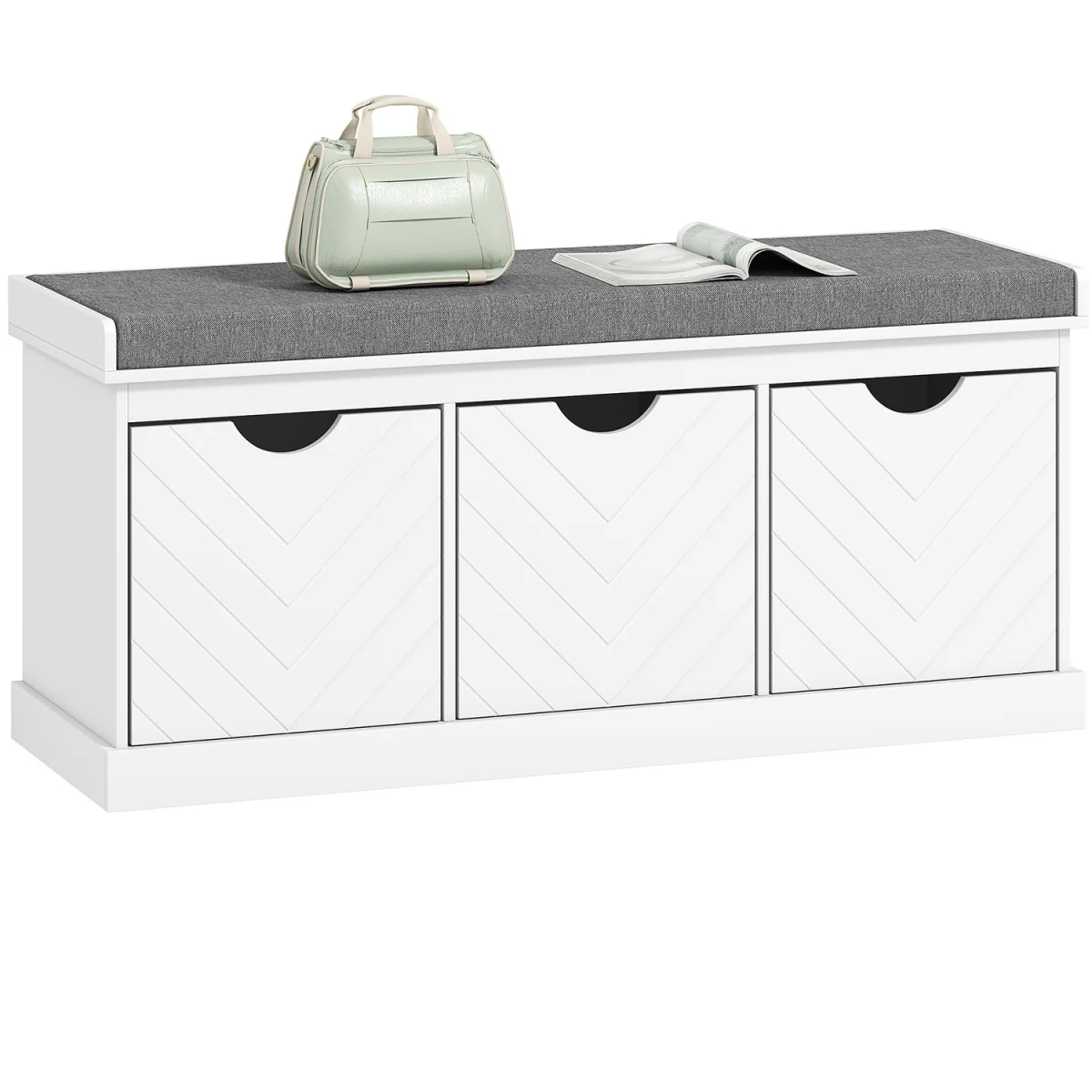 HOMCOM Shoe Storage Bench with 3 Removable Drawers - White – image 8