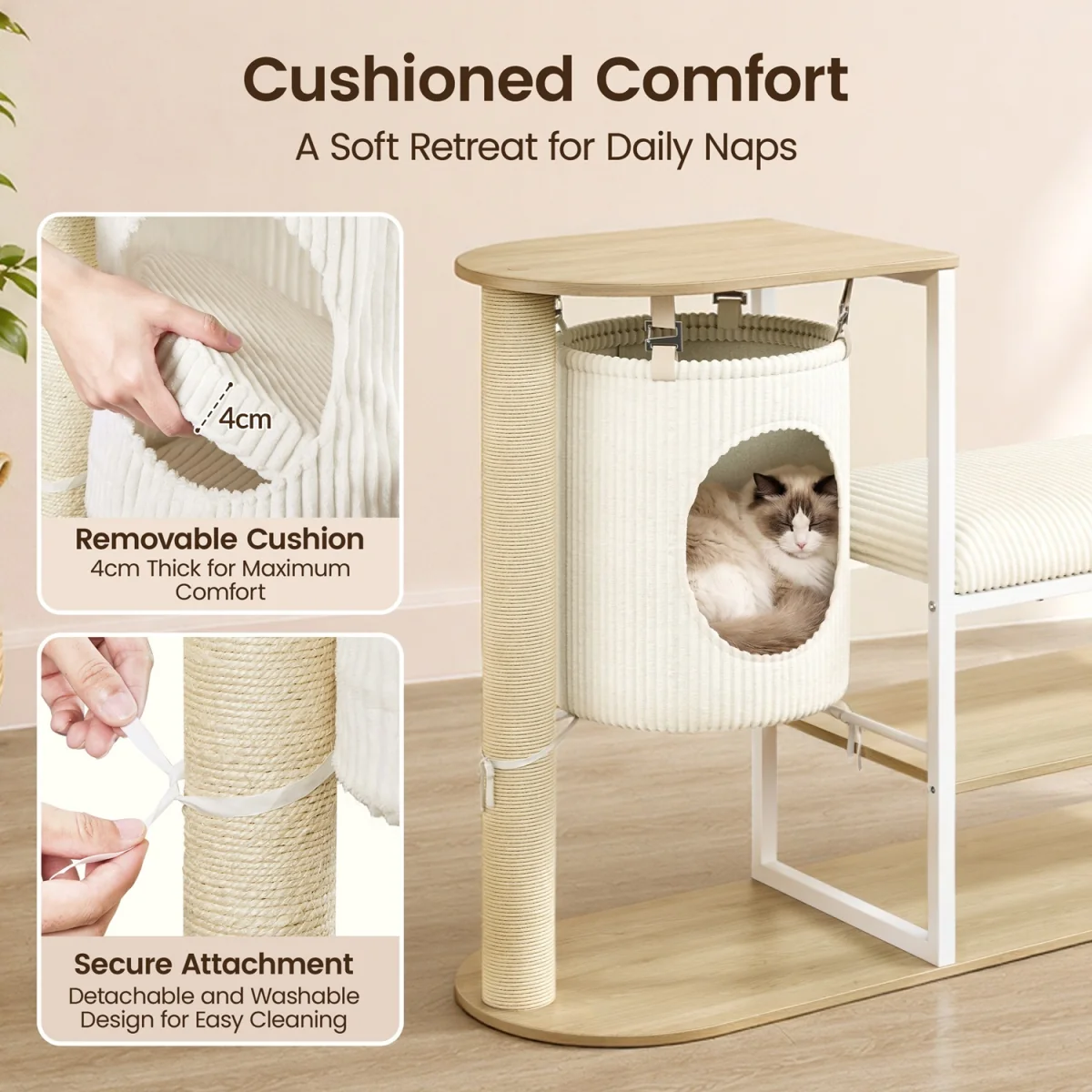 Yaheetech 2-in-1 Shoe Storage Bench & Cat Tower - Oak – image 6