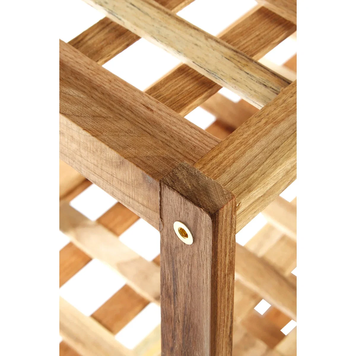 Arla 3 Tier Walnut Wood Grid Design Shoe Rack - Natural – image 2