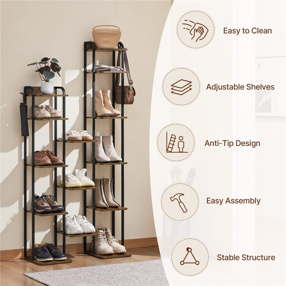 Slim Shoe Storage Rack - Brown – image 4