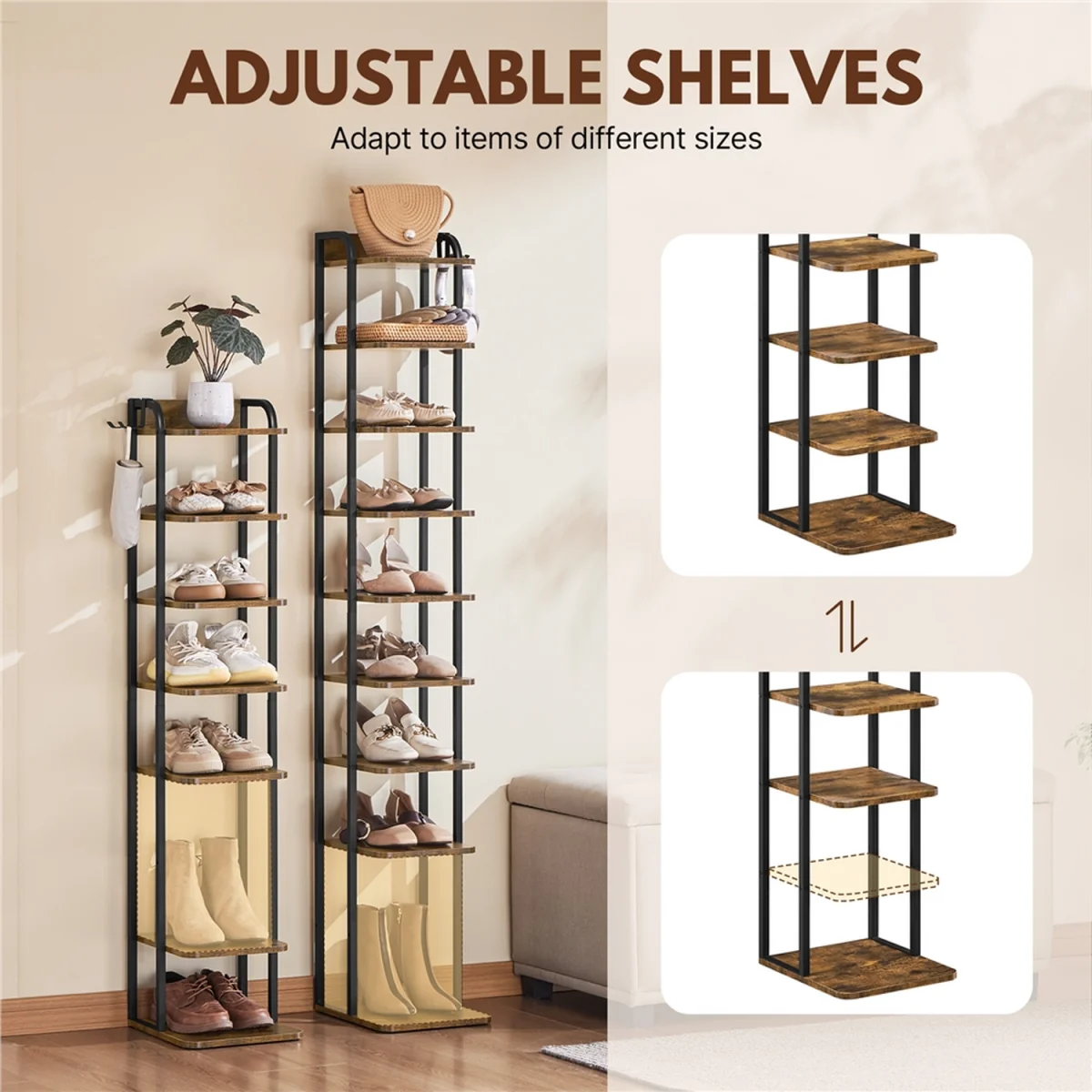 Slim Shoe Storage Rack - Brown – image 5