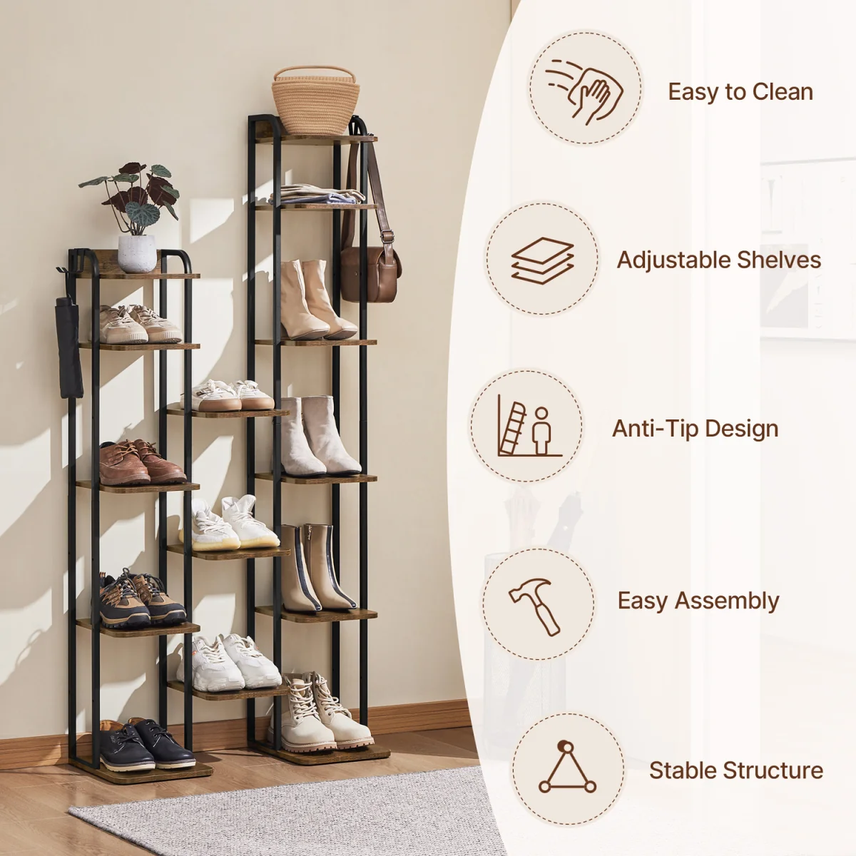 Slim Shoe Storage Rack - Brown – image 7