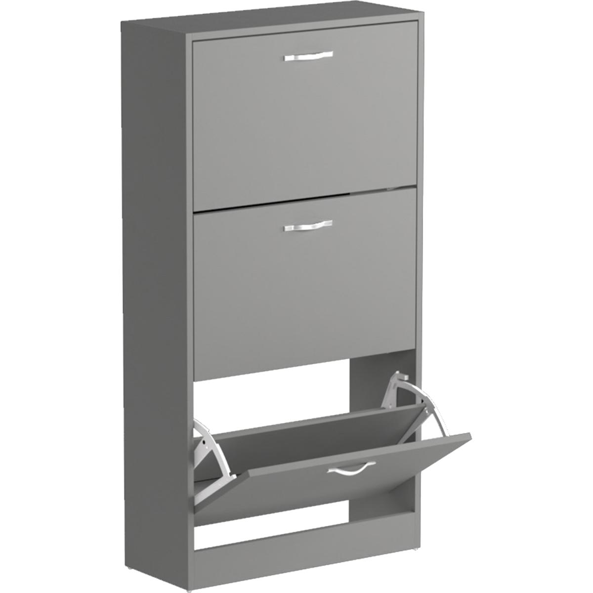 3 Drawer Shoe Cabinet, Walnut and White - Grey – image 3