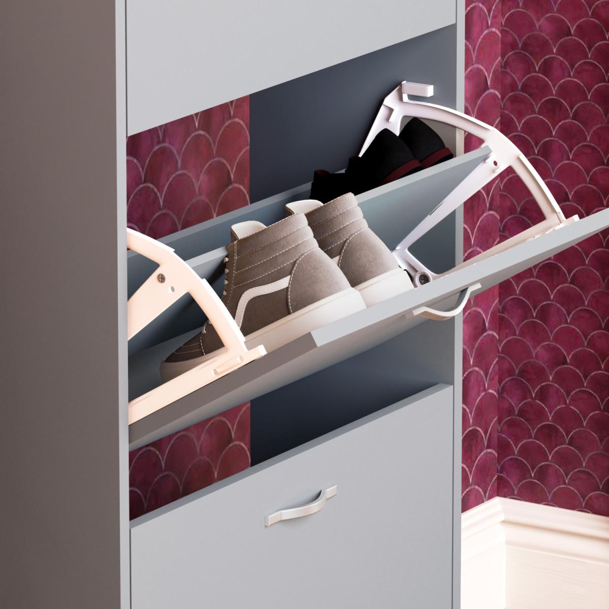 3 Drawer Shoe Cabinet, Walnut and White - Grey – image 5
