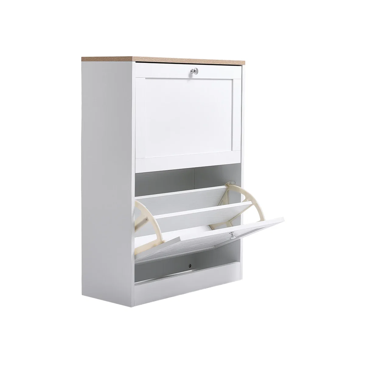 2 Drawer Flip Down Shoe Cabinet - White – image 1