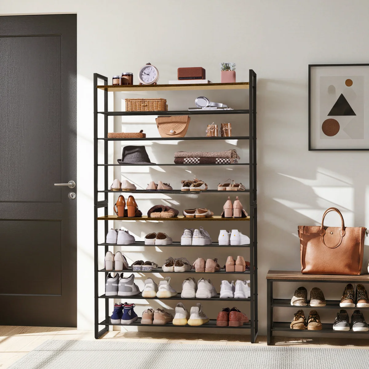 10-Tier Stackable Shoe Rack - Black – image 1