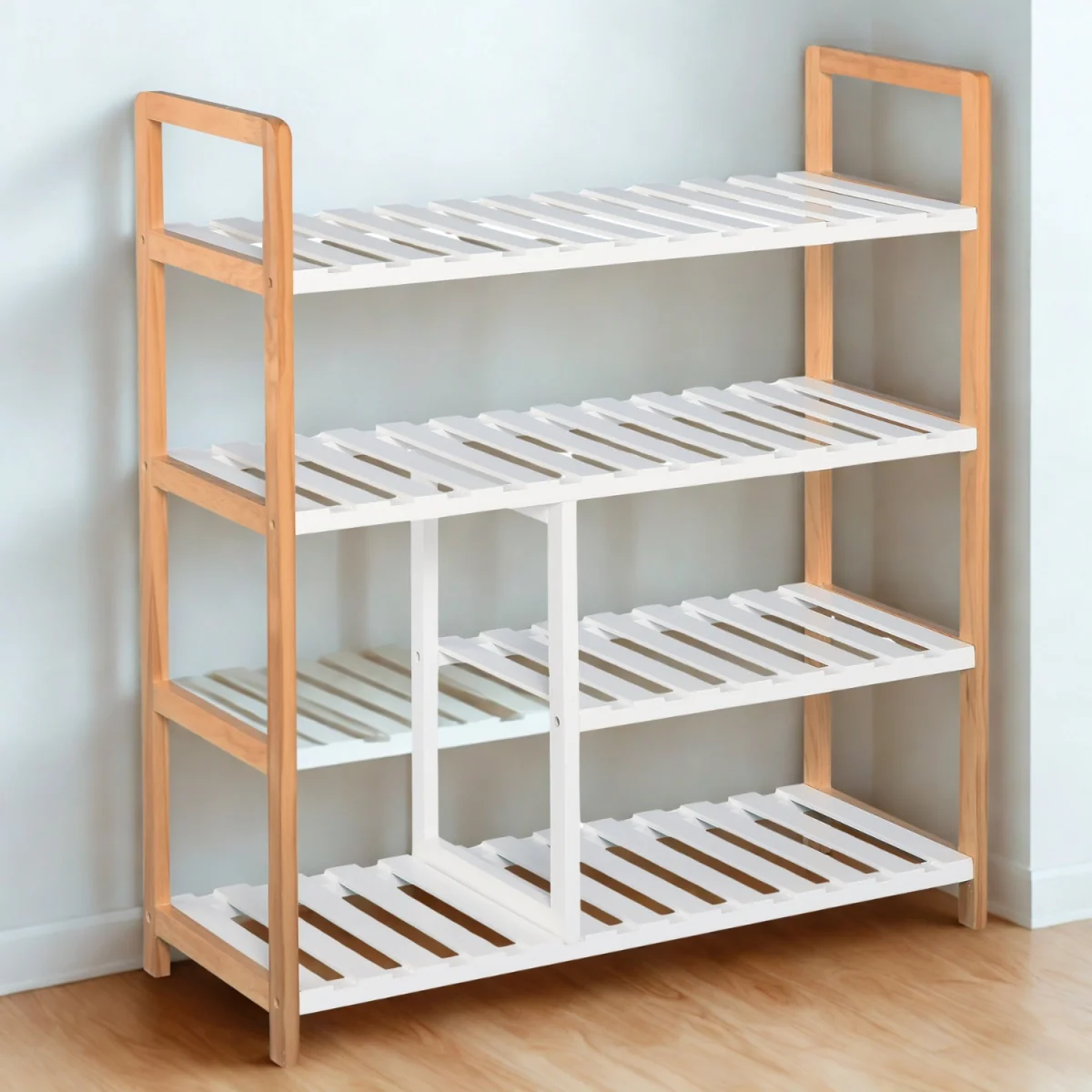 4 Tier Shoe Storage Rack Hallway Organiser - Natural Brown – image 2