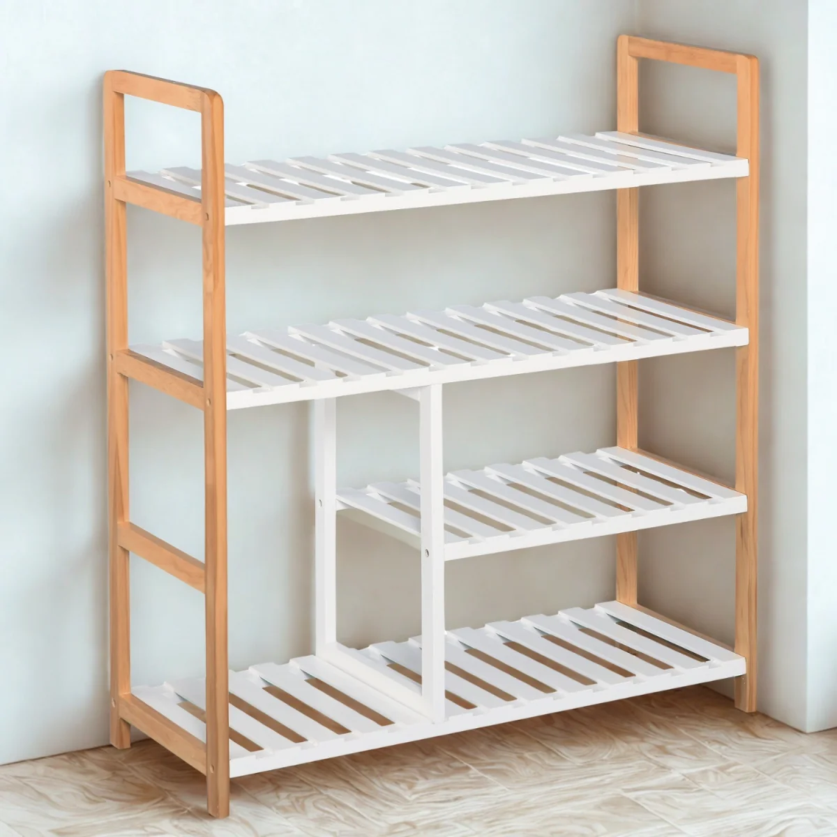 4 Tier Shoe Storage Rack Hallway Organiser - Natural Brown – image 3