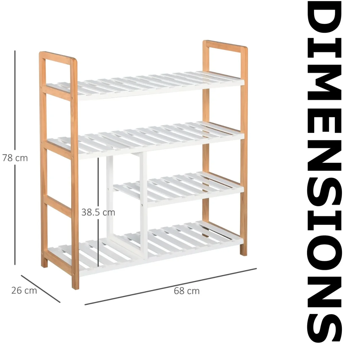 4 Tier Shoe Storage Rack Hallway Organiser - Natural Brown – image 5