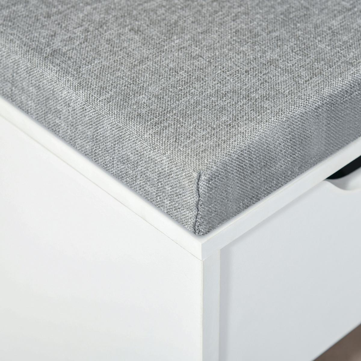 Shoe Storage Bench with Cushion 7 Compartments - White and Grey – image 8