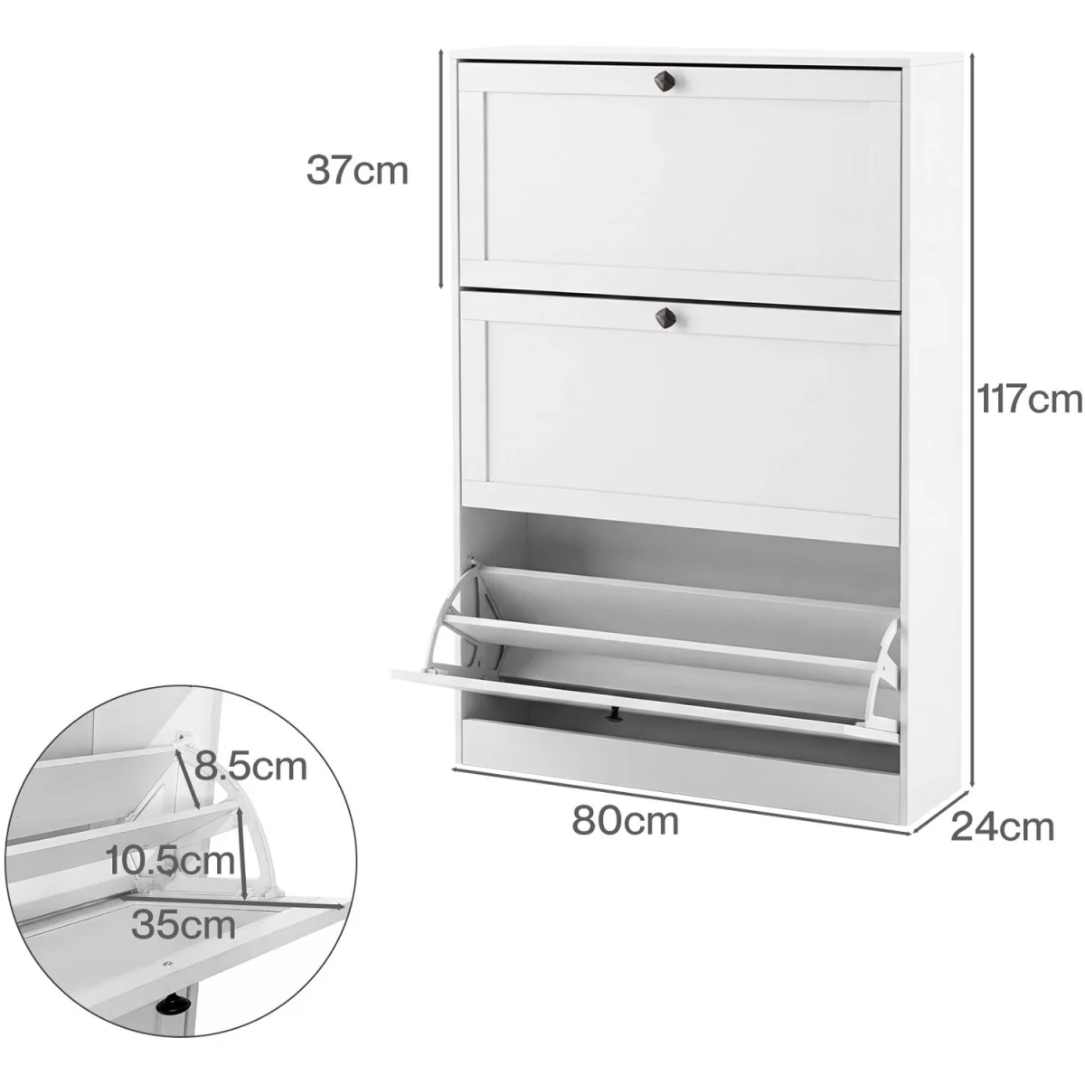 Tall Shoe Cabinet Flip Shoe Storage Unit Slim Hallway Organiser - White – image 4