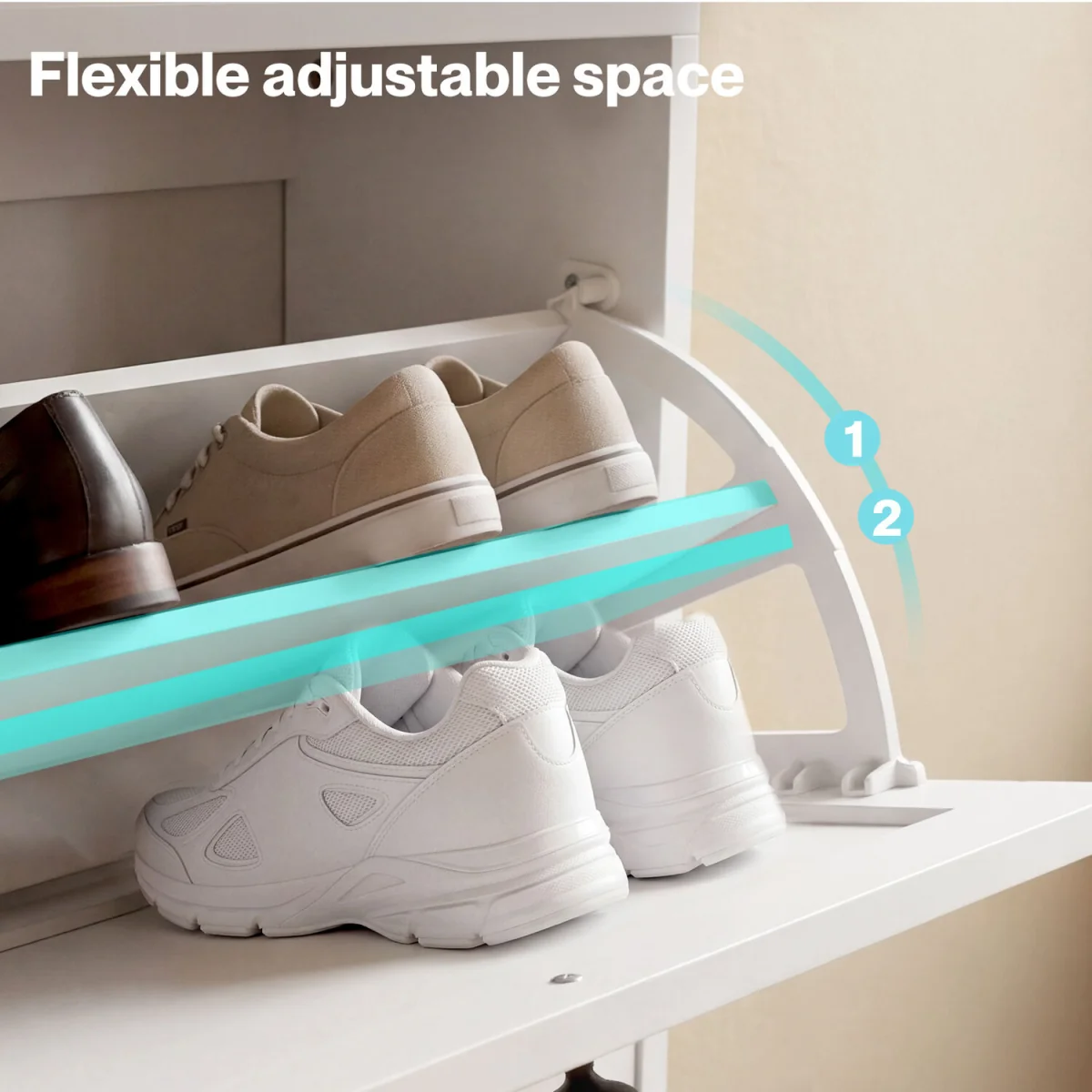 Tall Shoe Cabinet Flip Shoe Storage Unit Slim Hallway Organiser - White – image 7