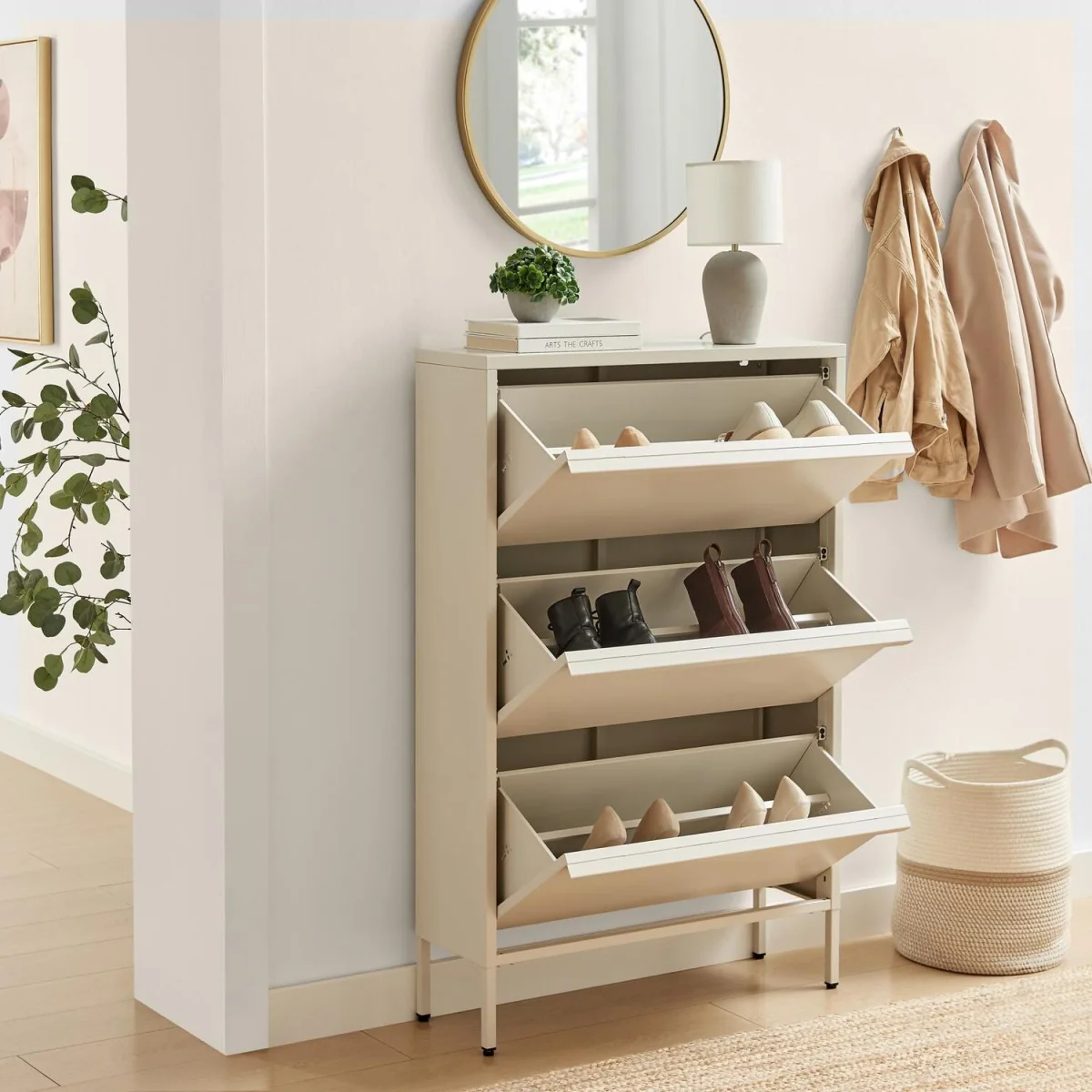 Eira Metal Storage Shoe Cabinet - Green – image 3