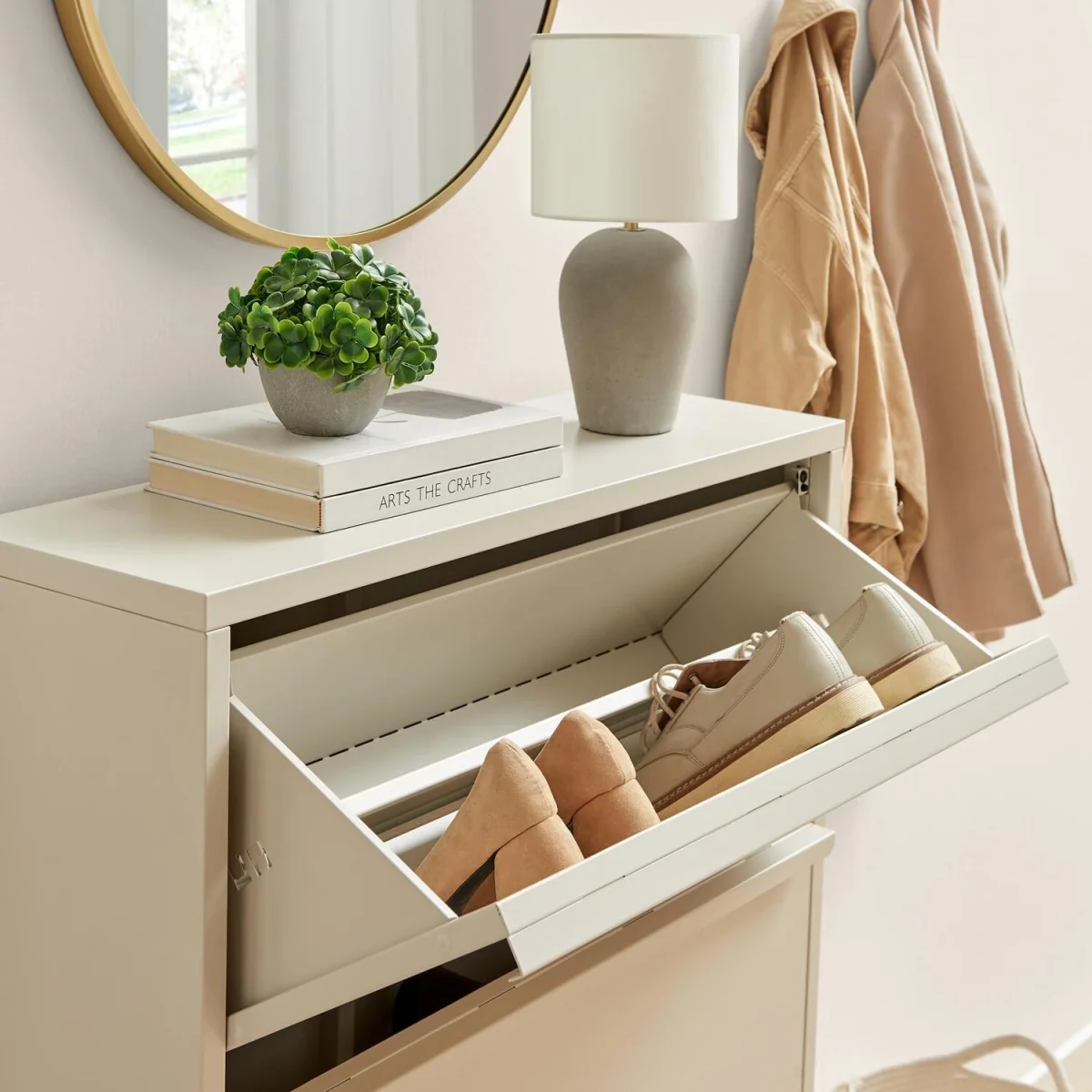 Eira Metal Storage Shoe Cabinet - Green – image 4