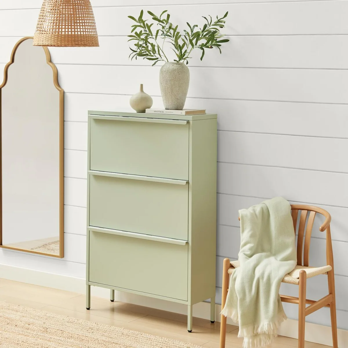 Eira Metal Storage Shoe Cabinet - Green – image 7