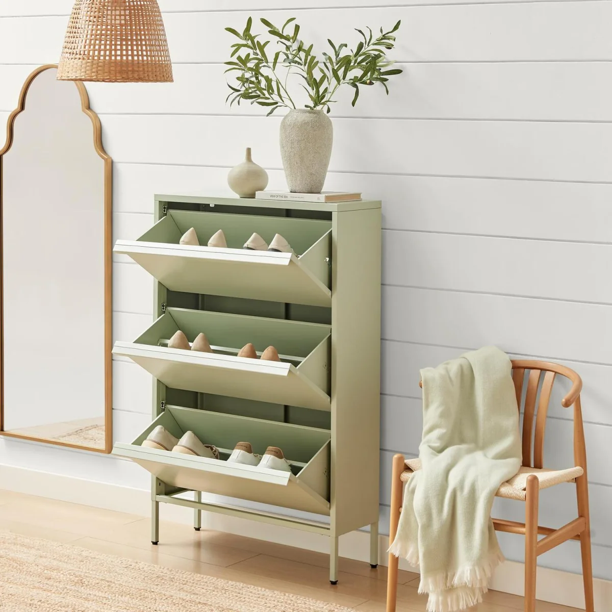 Eira Metal Storage Shoe Cabinet - Green – image 9