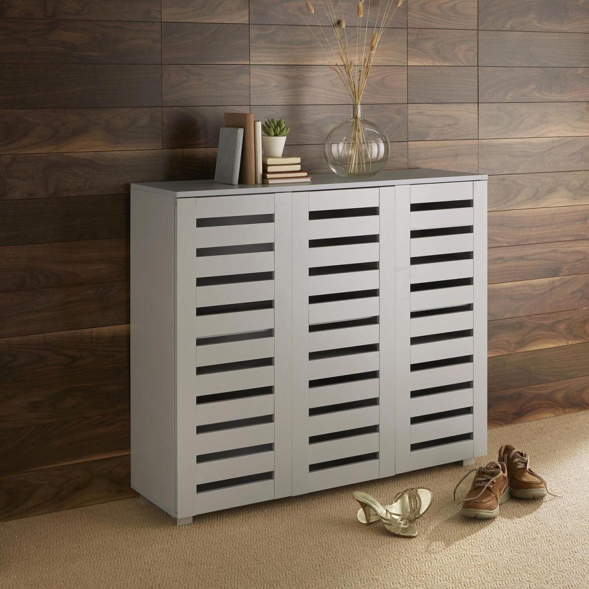 Oslo 3 Door Shoe Storage Cabinet Unit - Grey
