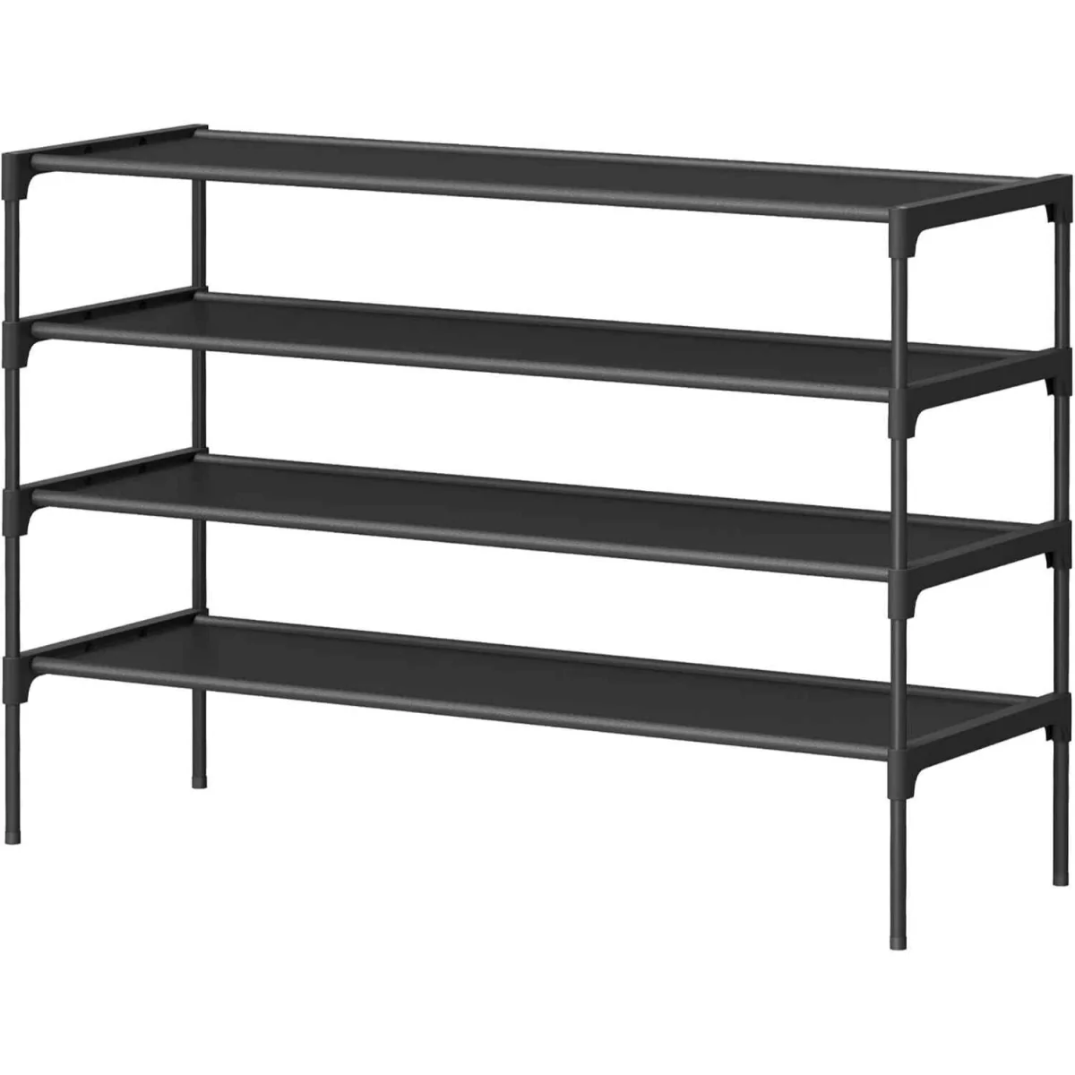 4 Tier Metal Shoe Rack with Fabric Shelves, Black - Ink Black – image 4