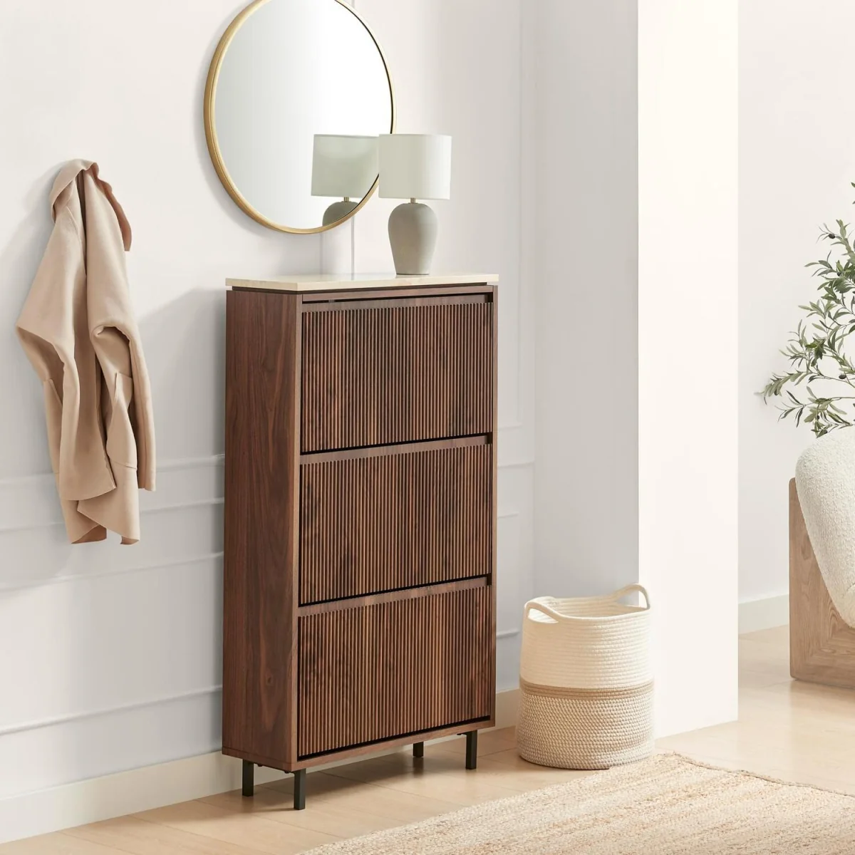 Penrose Wood Shoe Storage Cabinet - Walnut – image 2