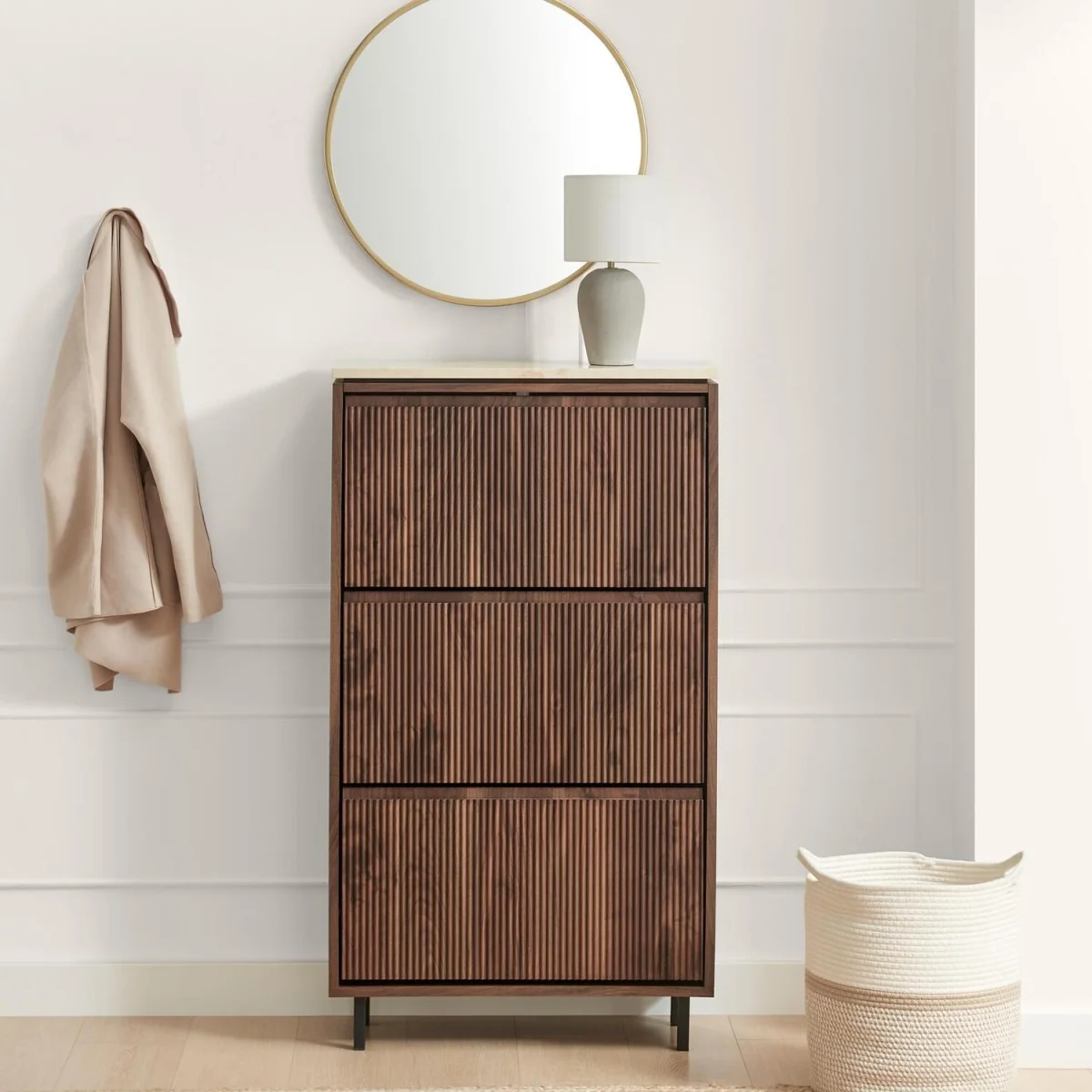 Penrose Wood Shoe Storage Cabinet - Walnut – image 3