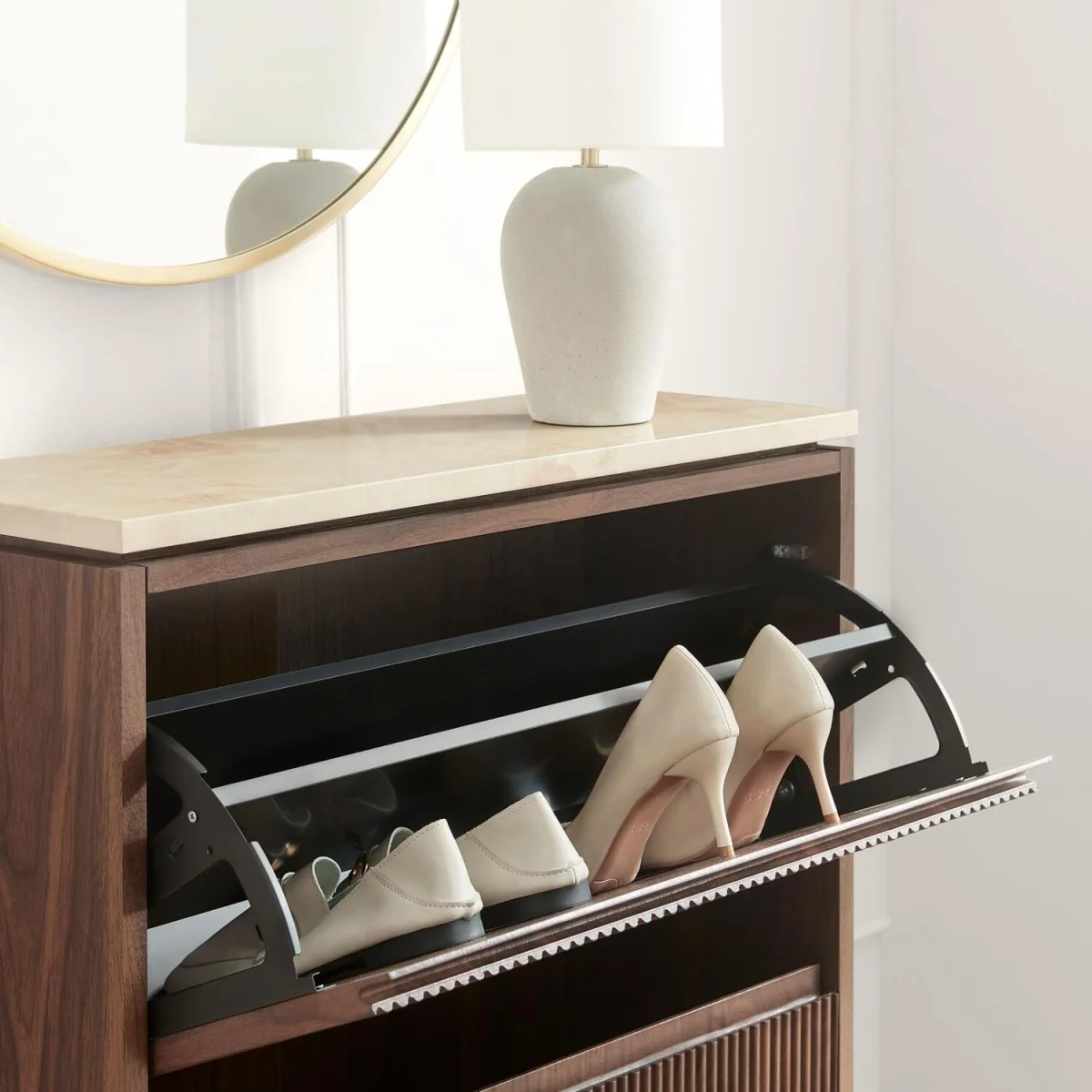 Penrose Wood Shoe Storage Cabinet - Walnut – image 4