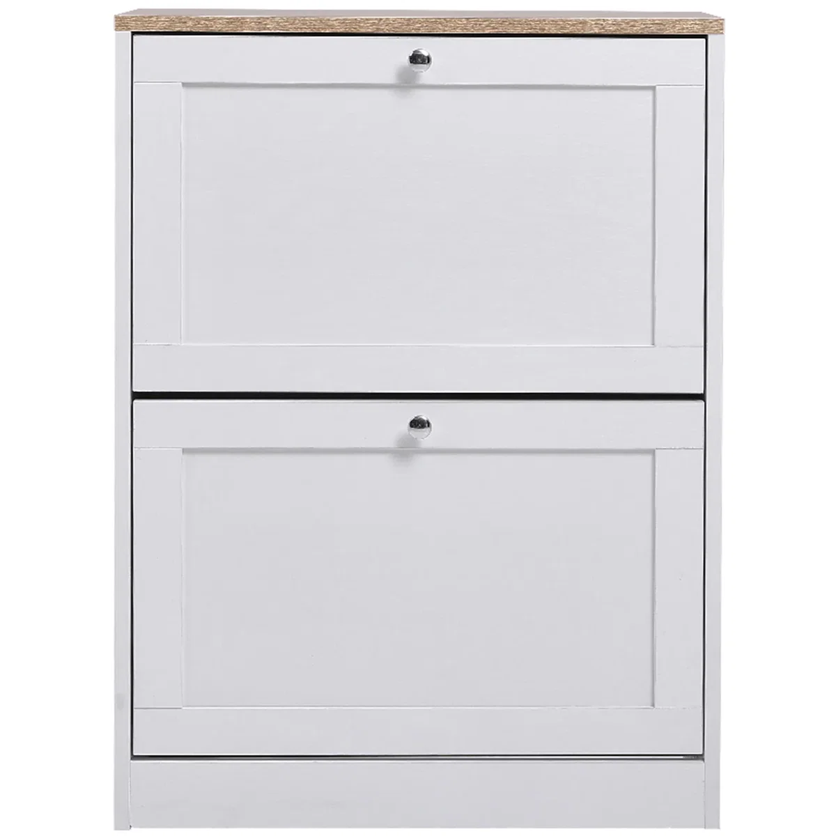 Wooden Two Drawer Flip Down Shoe Cabinet - White – image 5