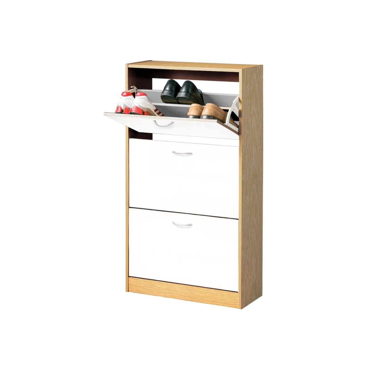 Quinn White And Oak Veneer 3 Drawer Shoe Cupboard - White – image 1