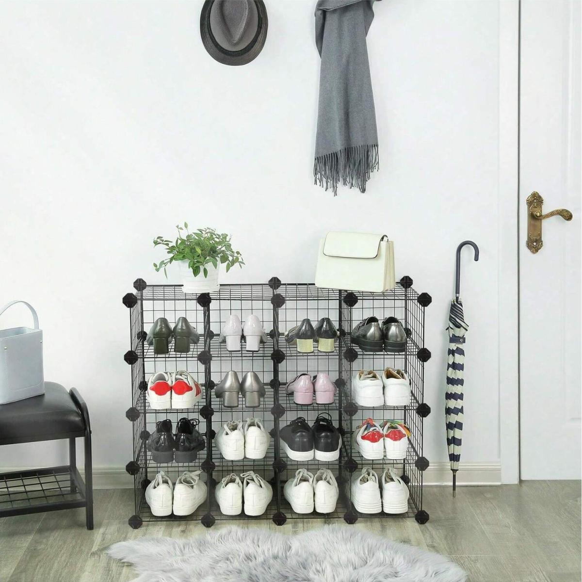 SONGMICS Modular Shoe Rack Storage Unit - Black