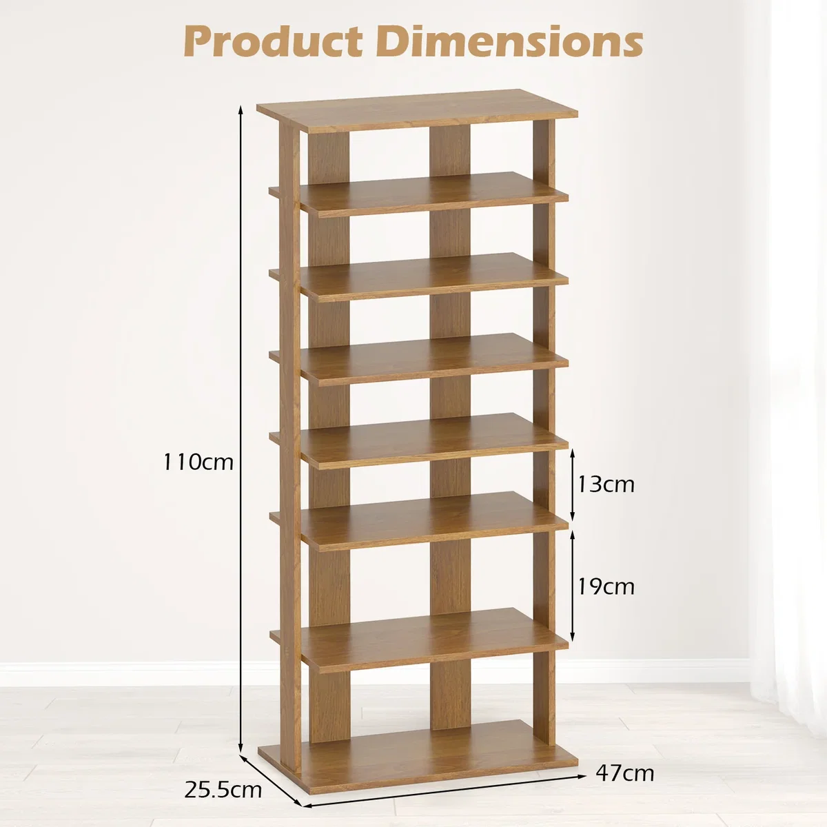 7-Tier Double Shoe Storage Organizer - Natural – image 3