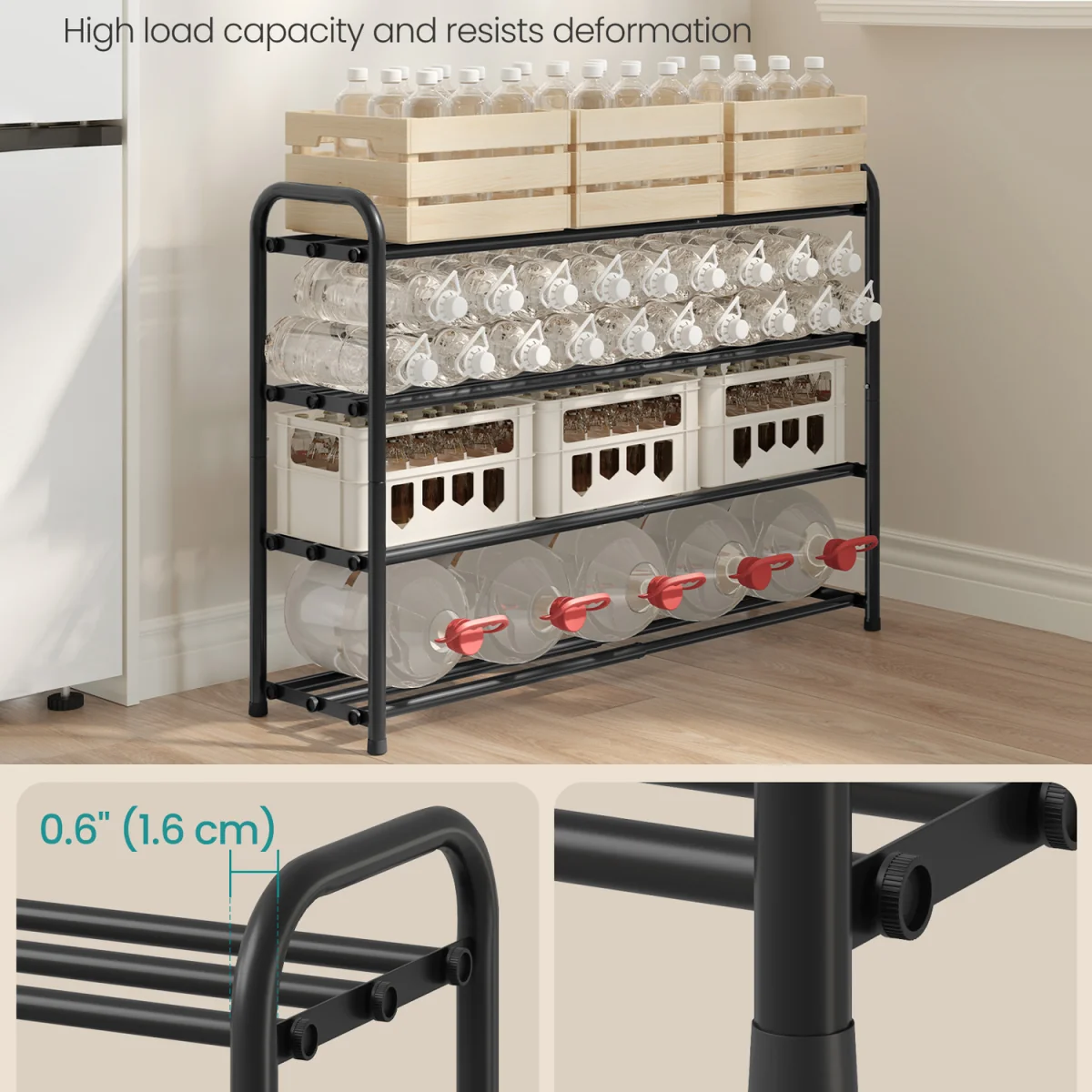 SONGMICS 4 Tiers Ink Black Expandable Shoe Rack - Ink Black – image 6