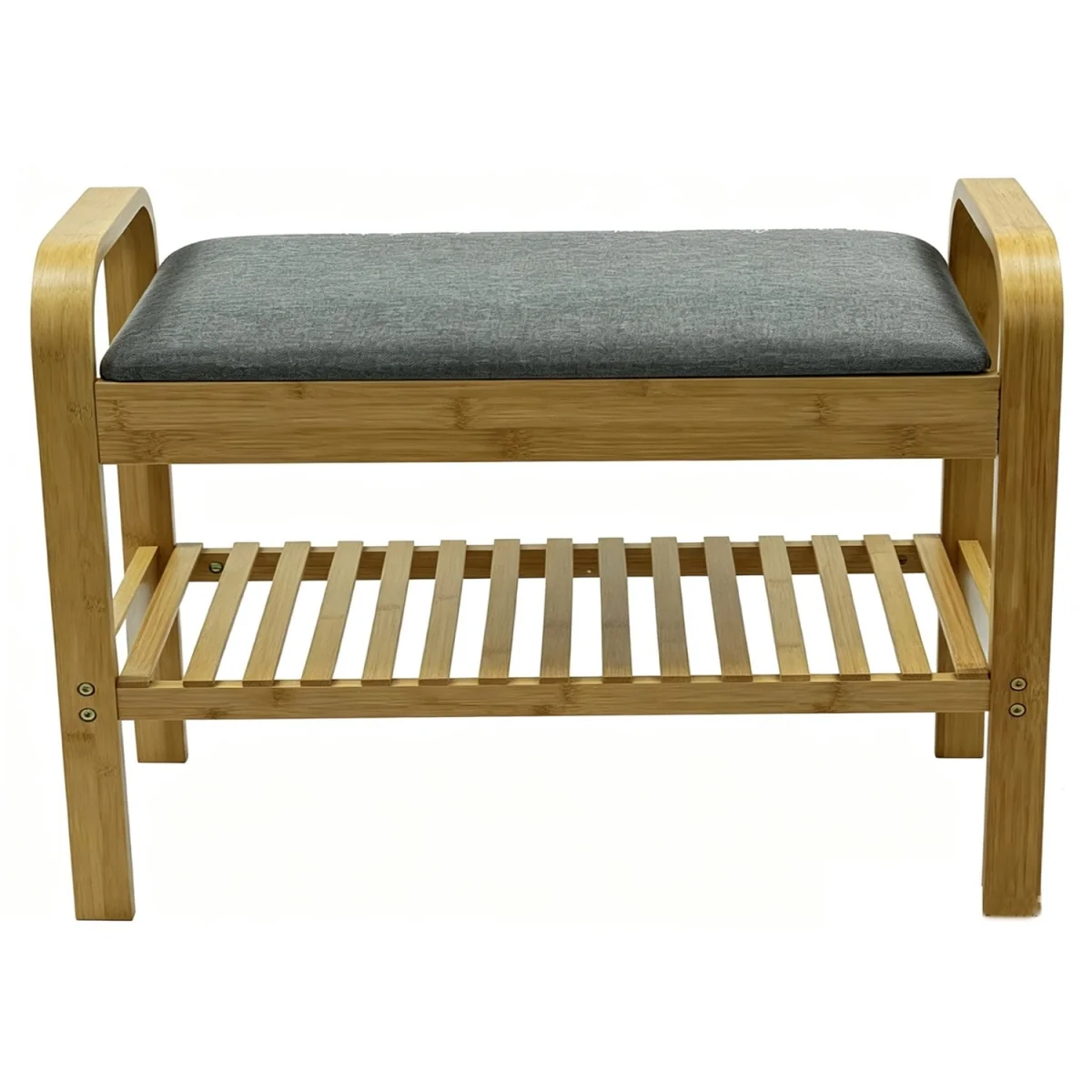 2 Tier Bamboo Shoe Rack Bench with Cushion Seat Storage Shelf Hallway Unit Stand - Brown – image 7