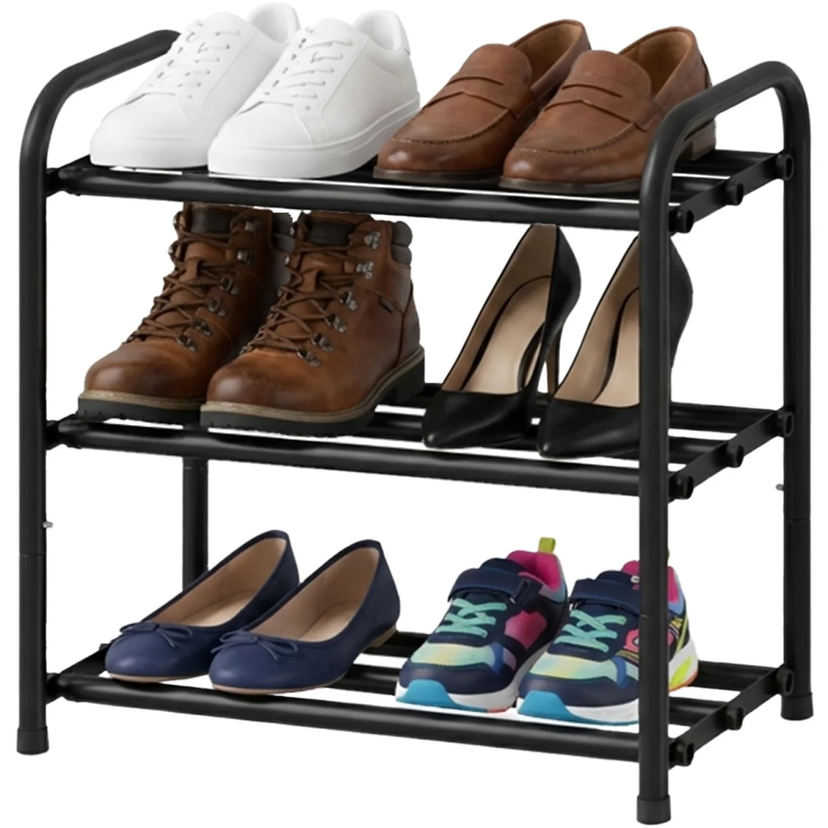 SONGMICS Expandable Shoe Rack, Shoe Storage Organiser, Adjustable Shelves - Ink Black – image 3
