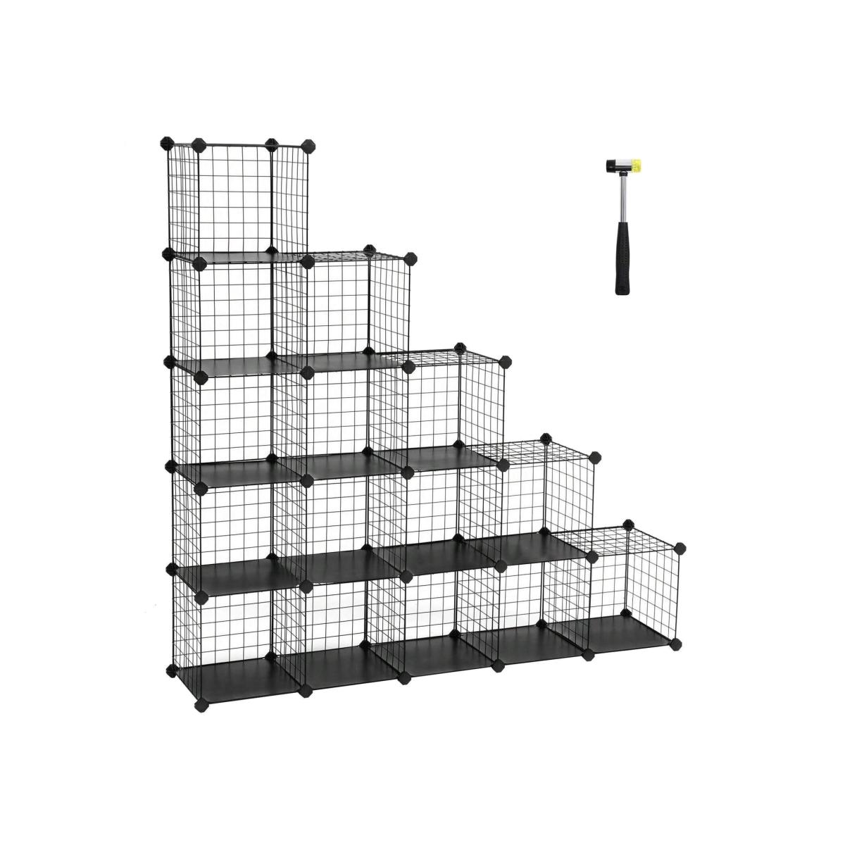 SONGMICS 16-Cube Metal Wire Storage Organiser - Black