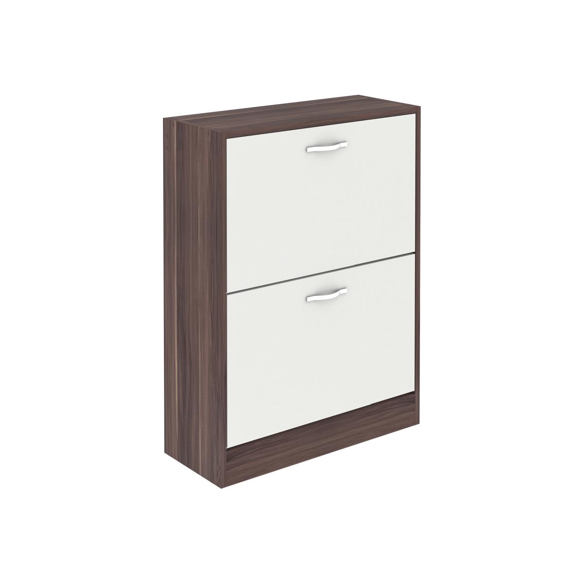 2 Drawer Shoe Cabinet, Walnut and White - Walnut and White – image 1