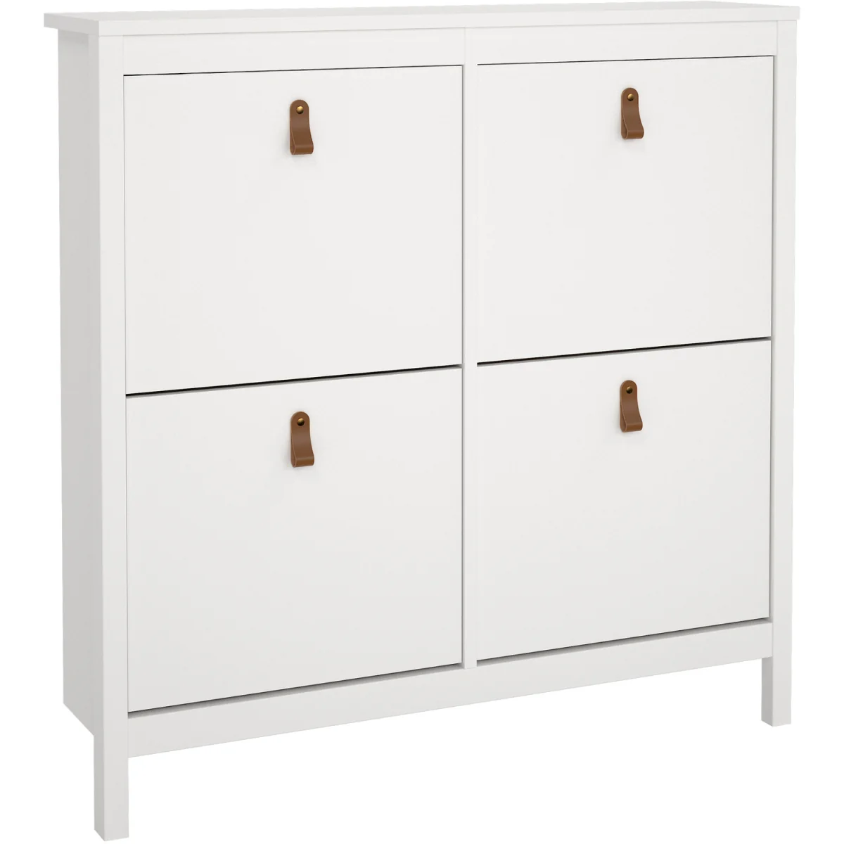 Barcelona Shoe Cabinet 4 Flip Down Doors in White - White – image 2