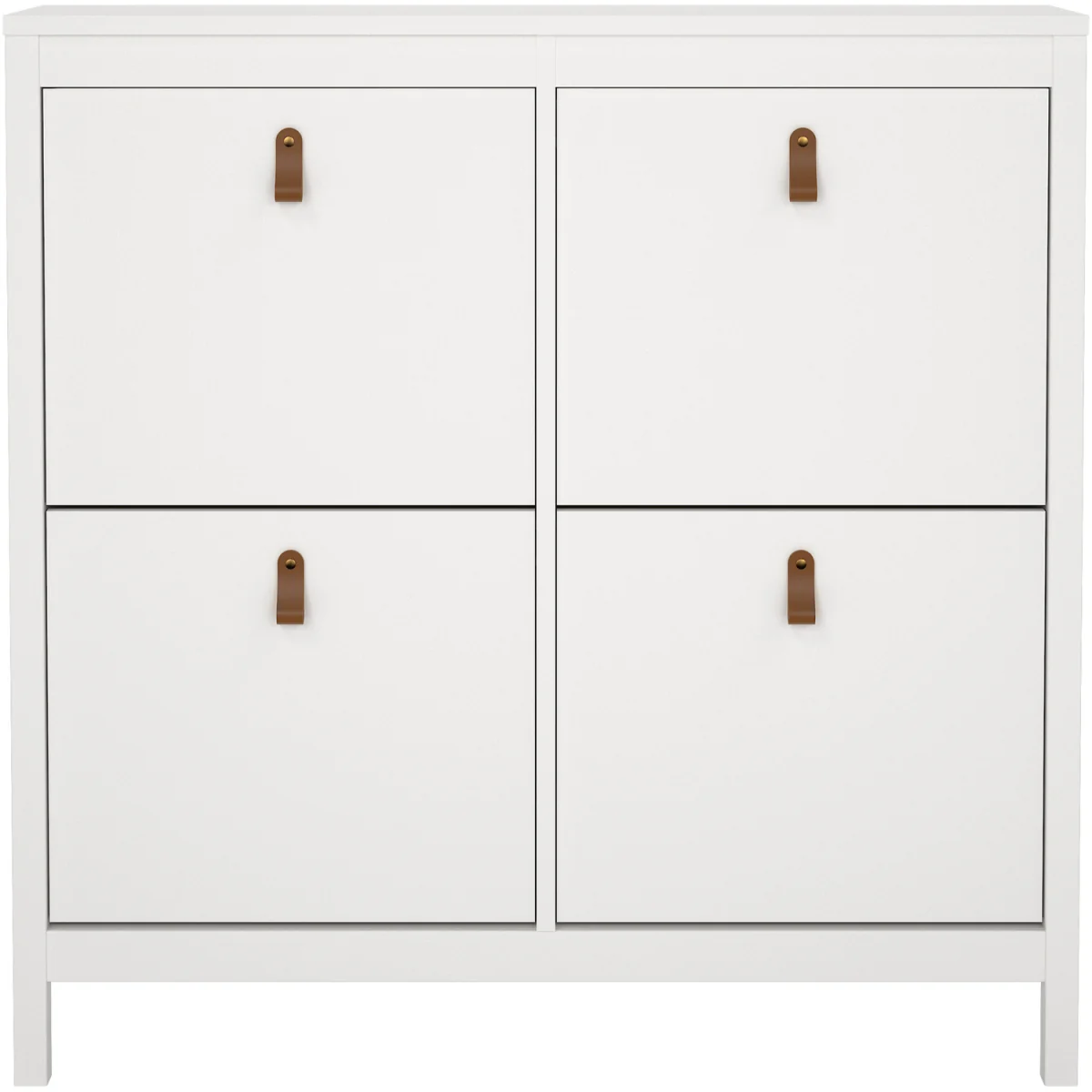 Barcelona Shoe Cabinet 4 Flip Down Doors in White - White – image 3