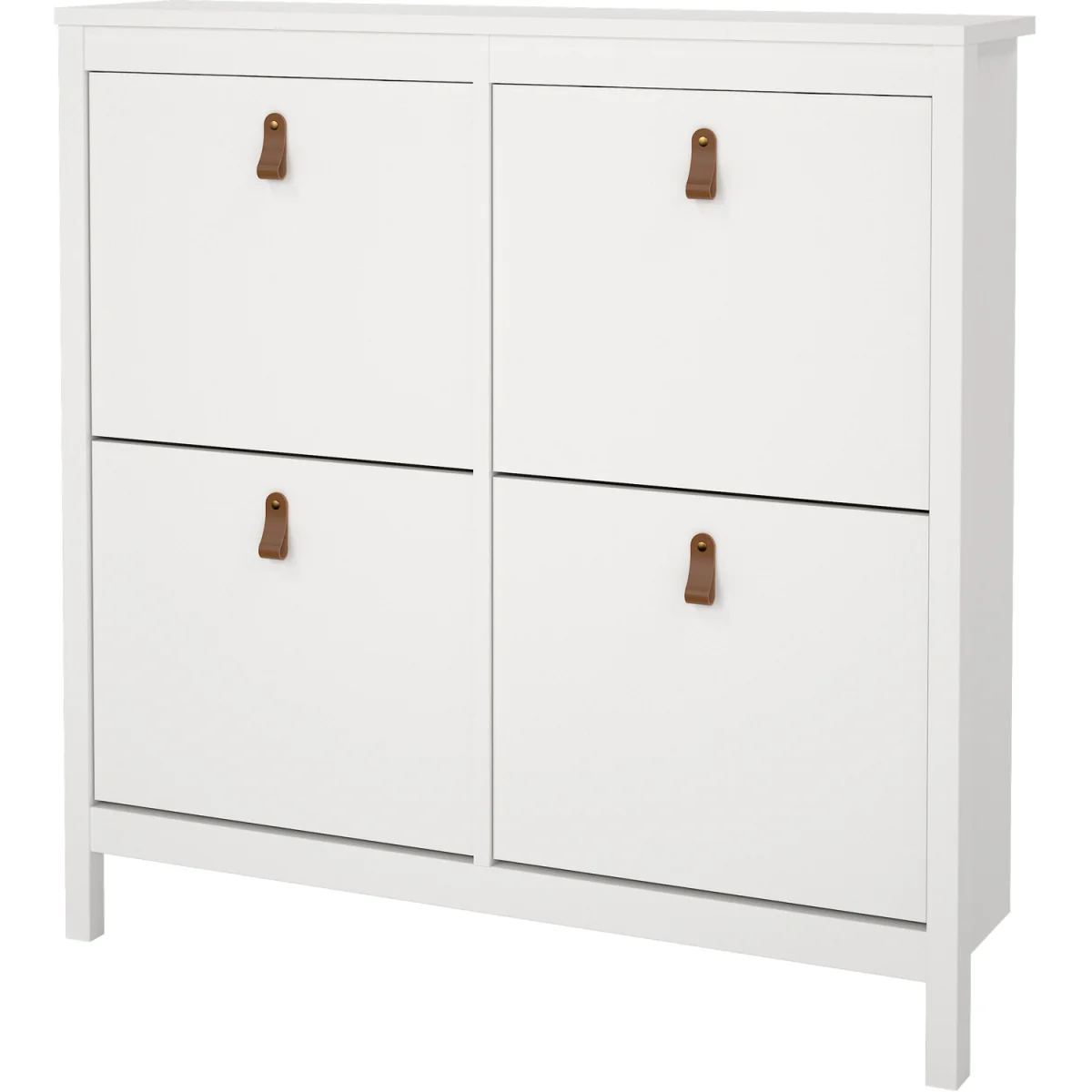 Barcelona Shoe Cabinet 4 Flip Down Doors in White - White – image 4