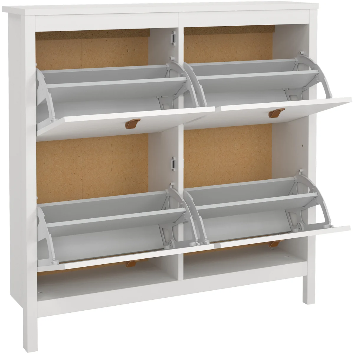 Barcelona Shoe Cabinet 4 Flip Down Doors in White - White – image 6