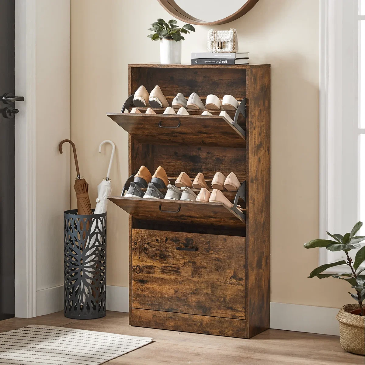 VASAGLE Shoe Cabinet With 3 Flip Doors, 3-Tier Shoe Cabinet - White – image 14
