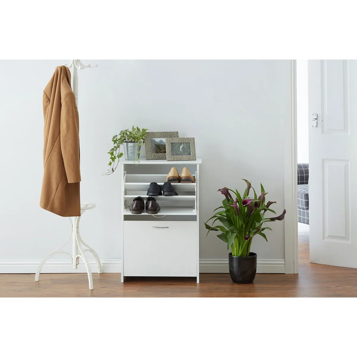 Ryan White Pull Down Shoe Cupboard - White – image 2