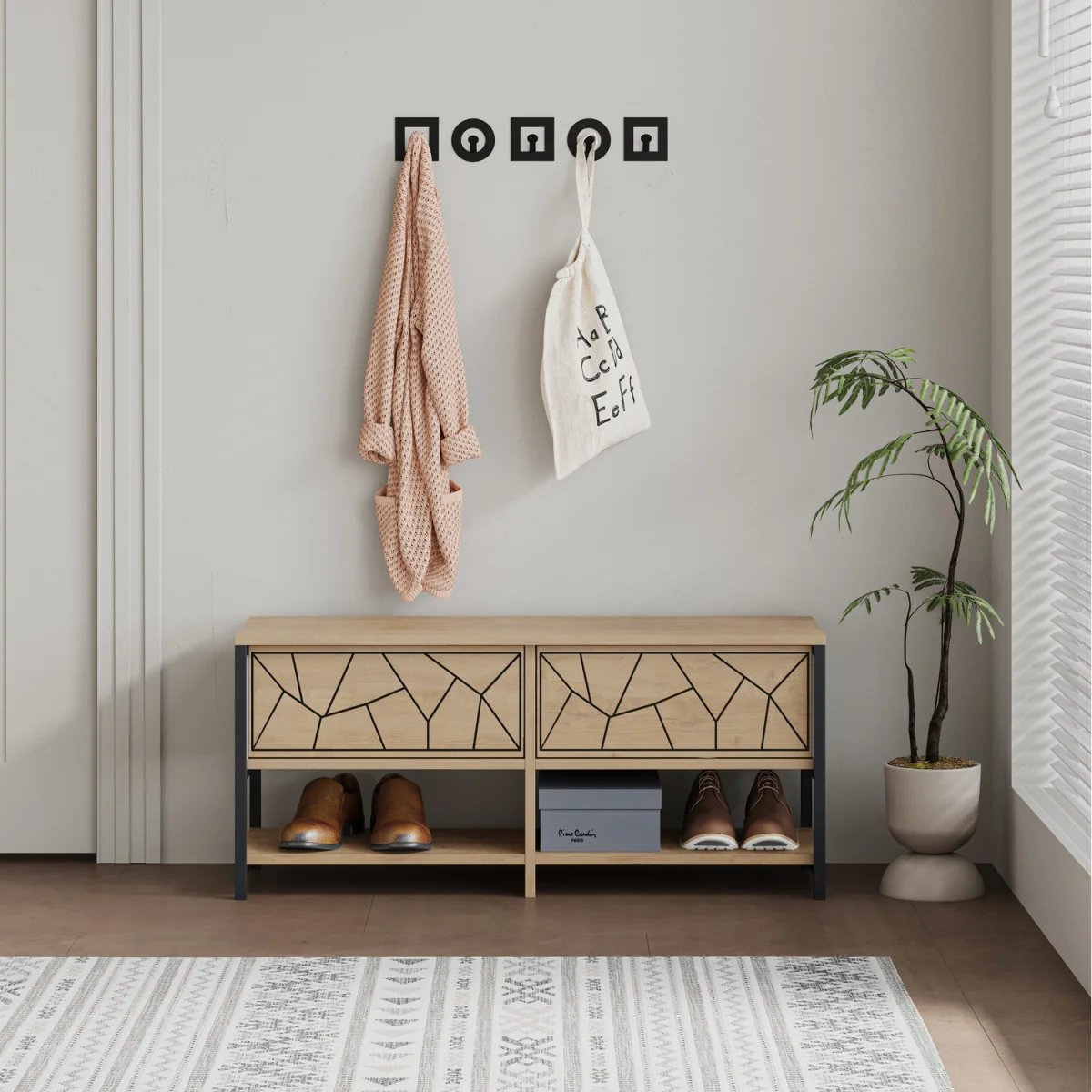 Inola Modern Shoe Rack Storage - Oak – image 2
