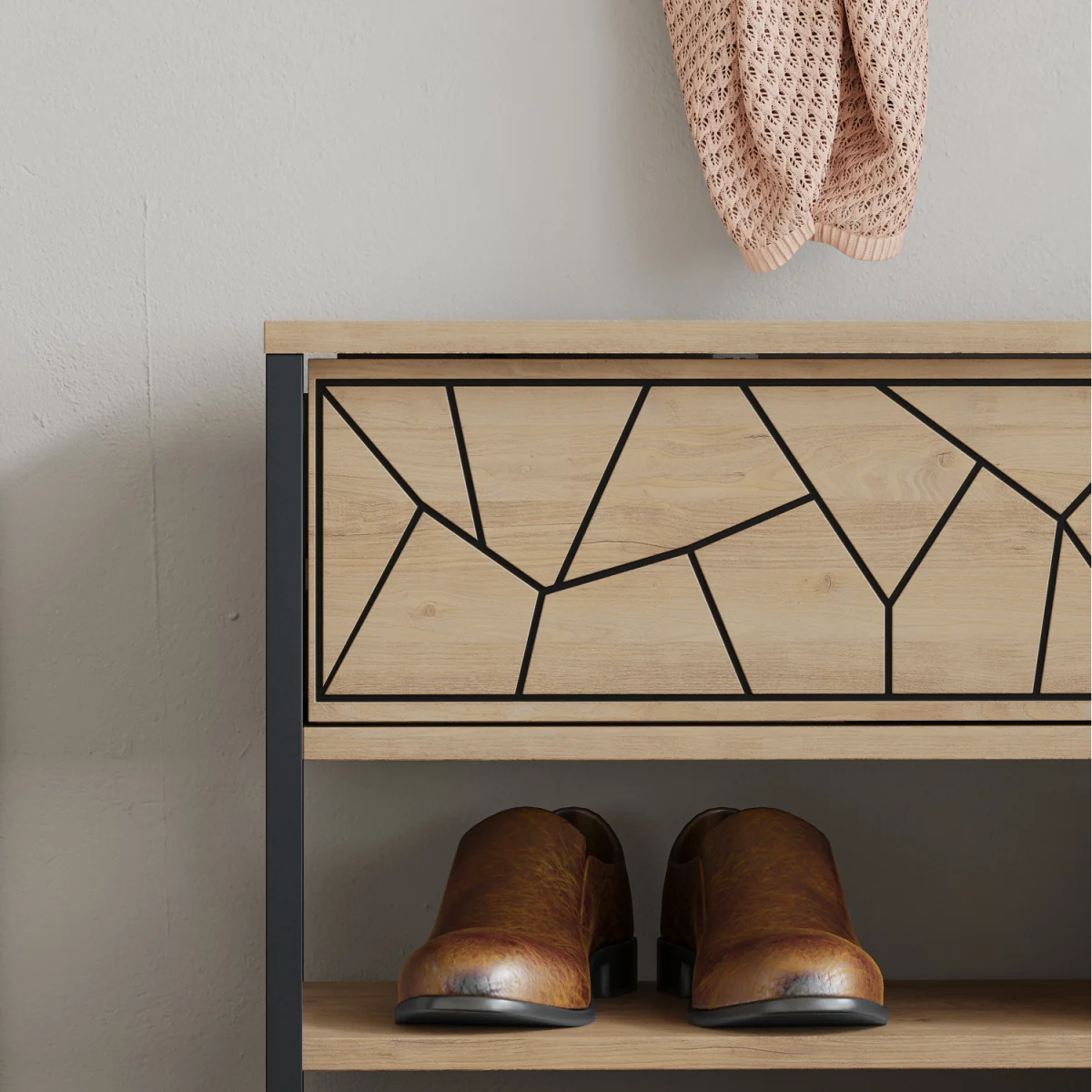 Inola Modern Shoe Rack Storage - Oak – image 13