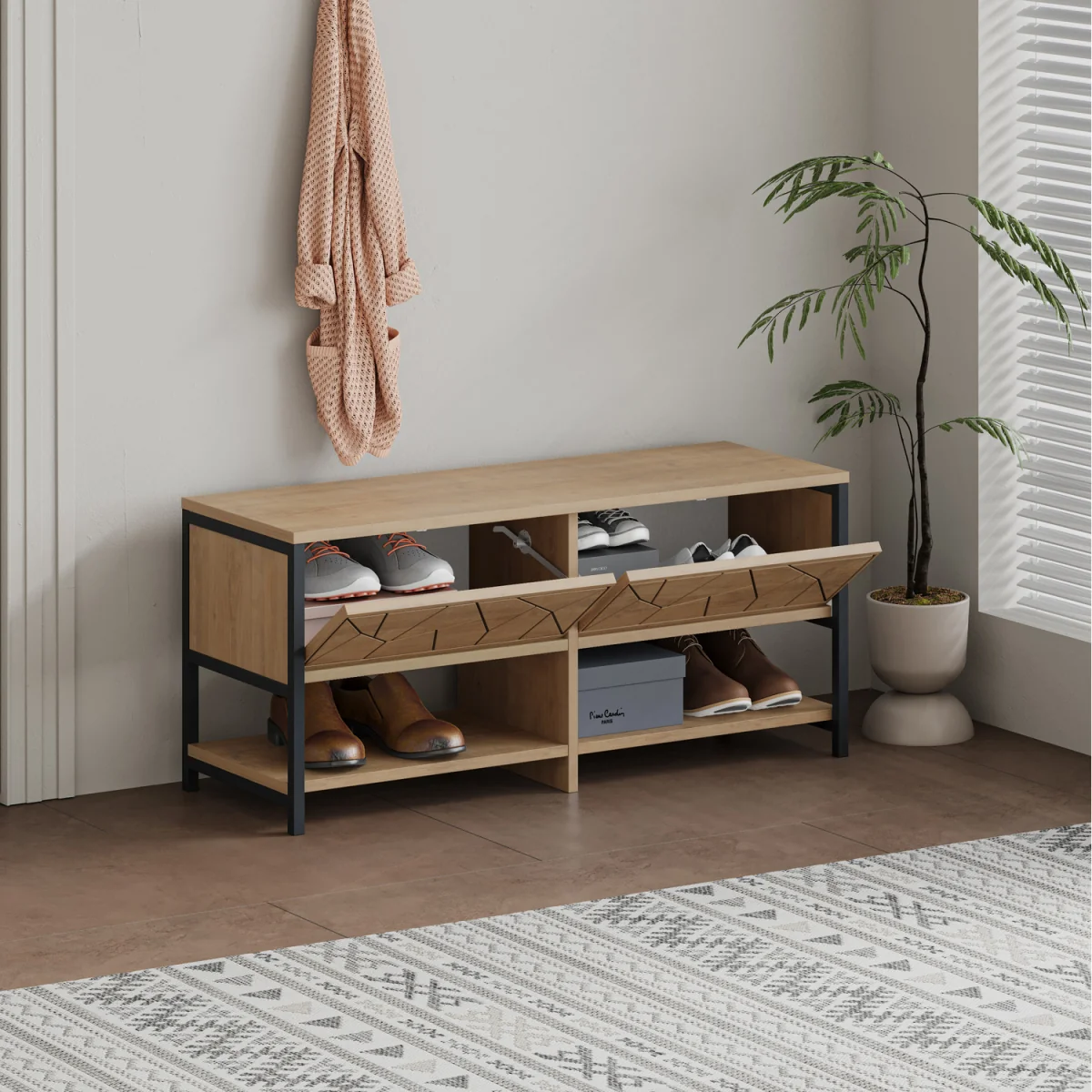 Inola Modern Shoe Rack Storage - Oak – image 14